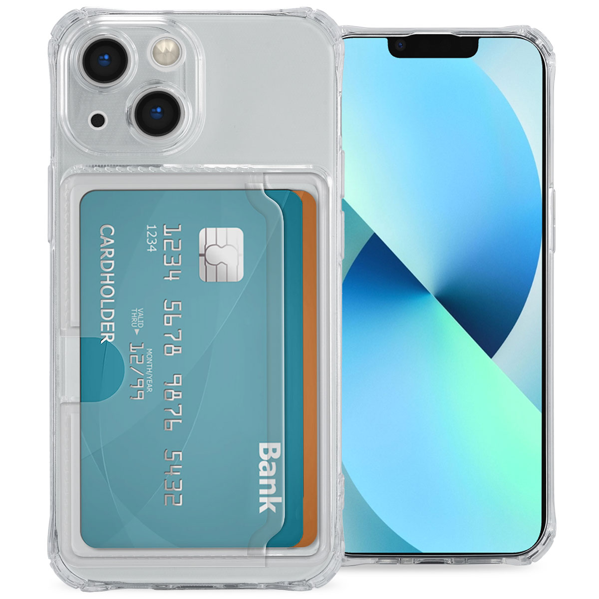 imoshion Soft Case Back Cover mit Kartenhalter für das Apple iPhone 13 - Transparent