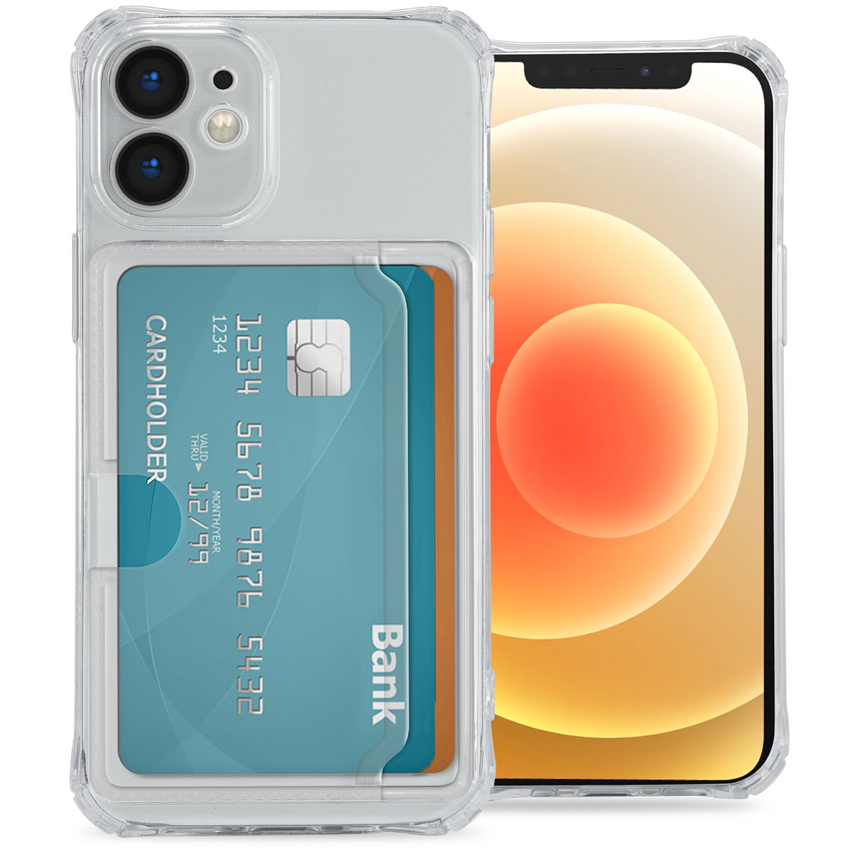 imoshion Soft Case Back Cover mit Kartenhalter für das Apple iPhone 12 Mini - Transparent