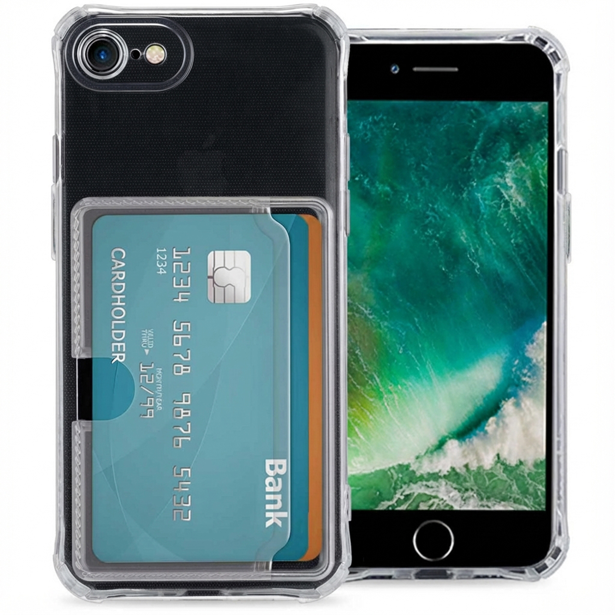 imoshion Soft Case Back Cover mit Kartenhalter für das Apple iPhone SE (2022 / 2020) / 8 / 7 - Transparent