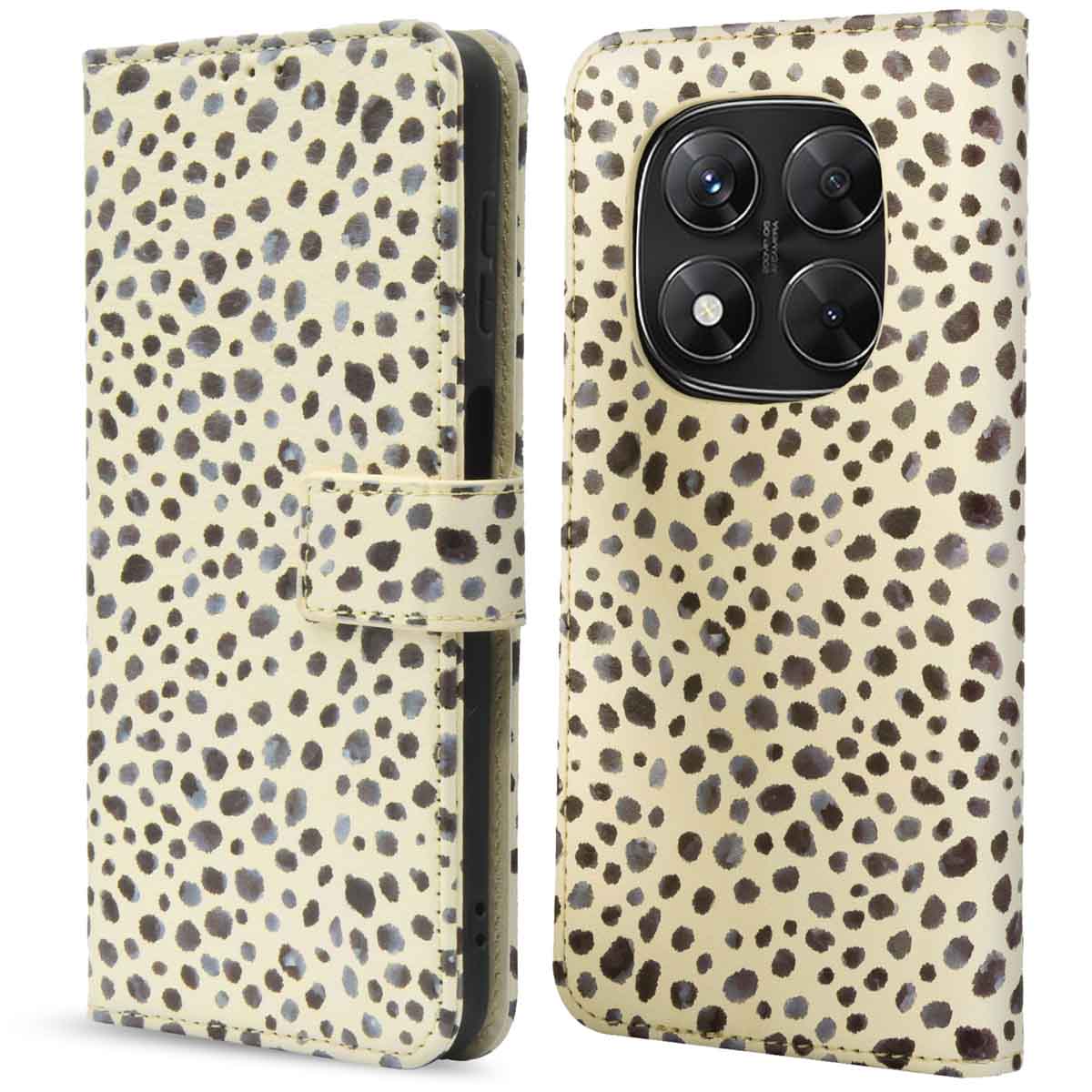 imoshion Design Klapphülle für das Xiaomi Redmi Note 14 Pro (5G) / 14 Pro Plus (5G) - Black And White Dots