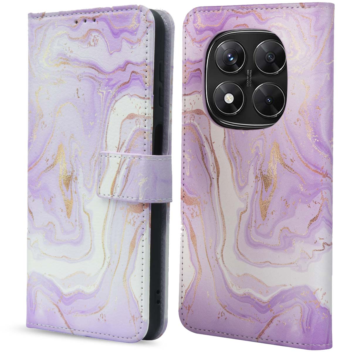 imoshion Design Klapphülle für das Xiaomi Redmi Note 14 Pro (5G) / 14 Pro Plus (5G) - Purple Marble