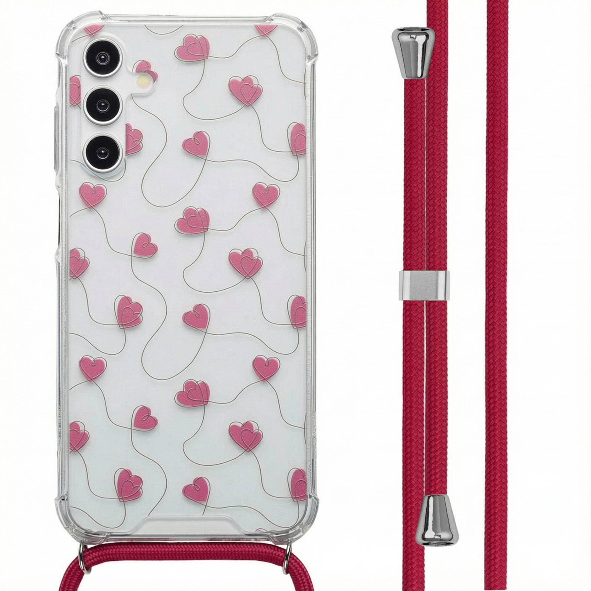 imoshion Design Hülle mit Band für das Samsung Galaxy A15 (5G) - Dusty Rose Connected Hearts