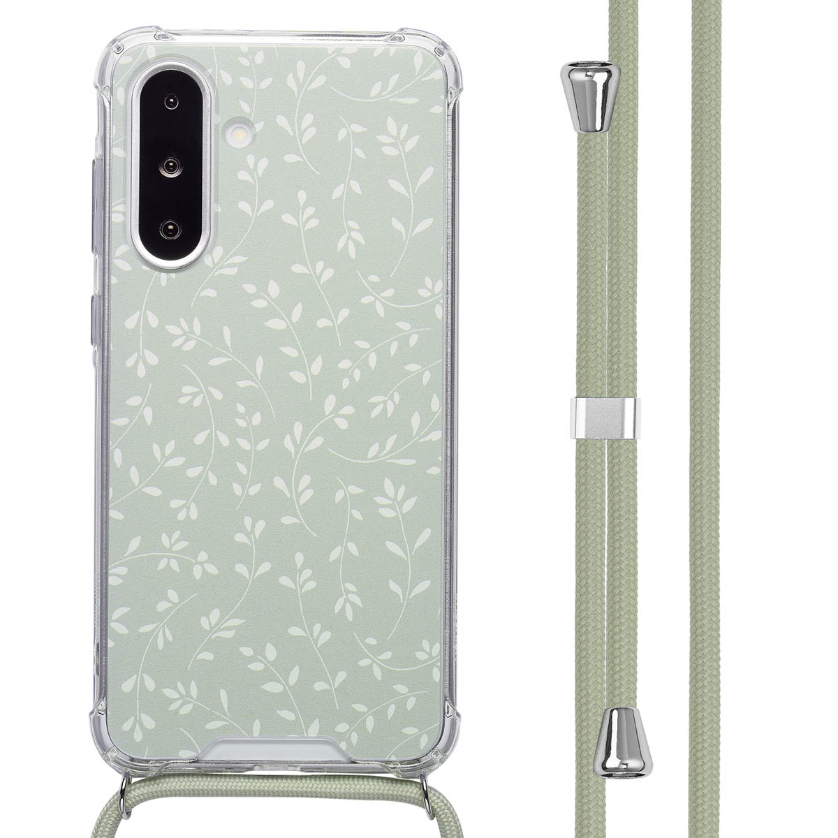 imoshion Design Hülle mit Band für das Samsung Galaxy A36 - Smoke Green Flowers
