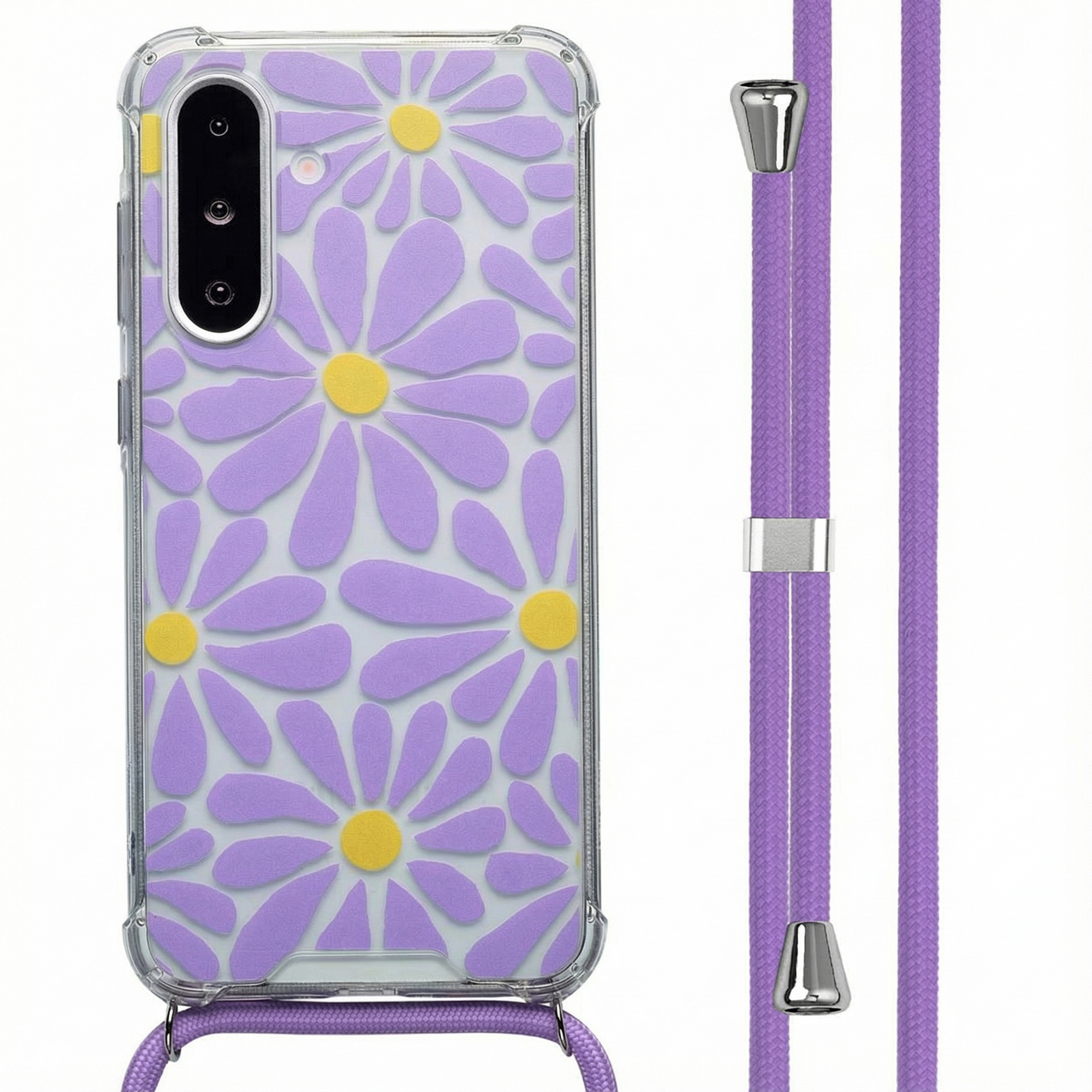 imoshion Design Hülle mit Band für das Samsung Galaxy A36 - Tropical Violet Flowers Connect