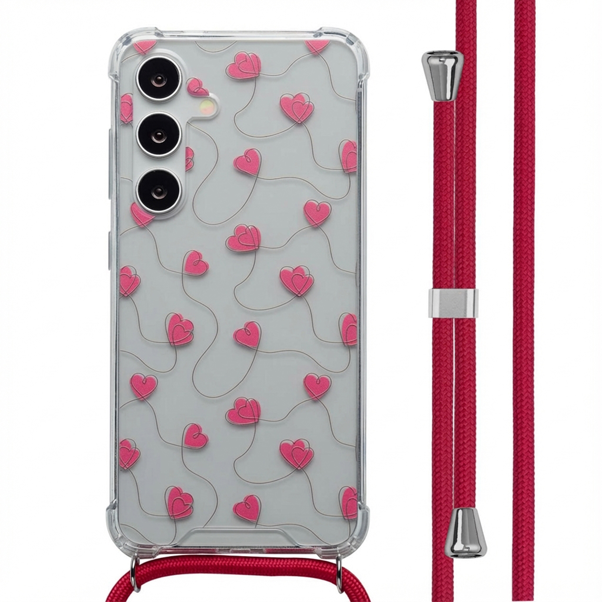 imoshion Design Hülle mit Band für das Samsung Galaxy S24 - Dusty Rose Connected Hearts