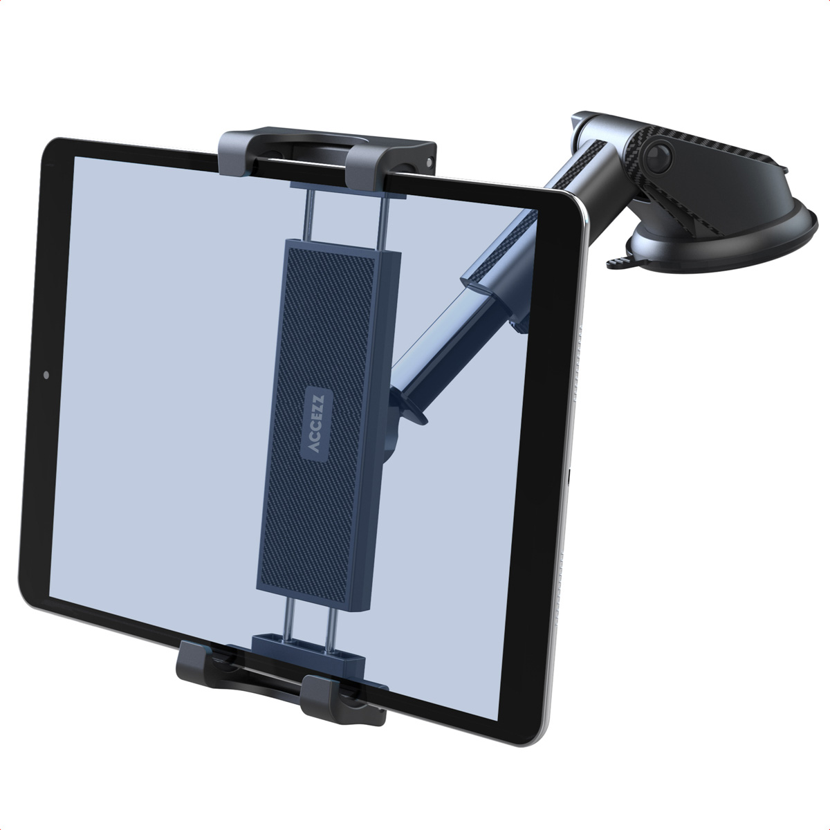 Accezz Tablet halterung Auto - Armaturenbrett und Windschutzscheibe - Verstellbar - Universal - Schwarz