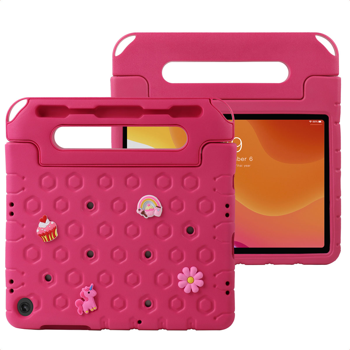 imoshion Kindersichere Schutzhülle mit abnehmbaren Ansteckern für das Samsung Galaxy Tab A11 Plus / A9 Plus - Rosa