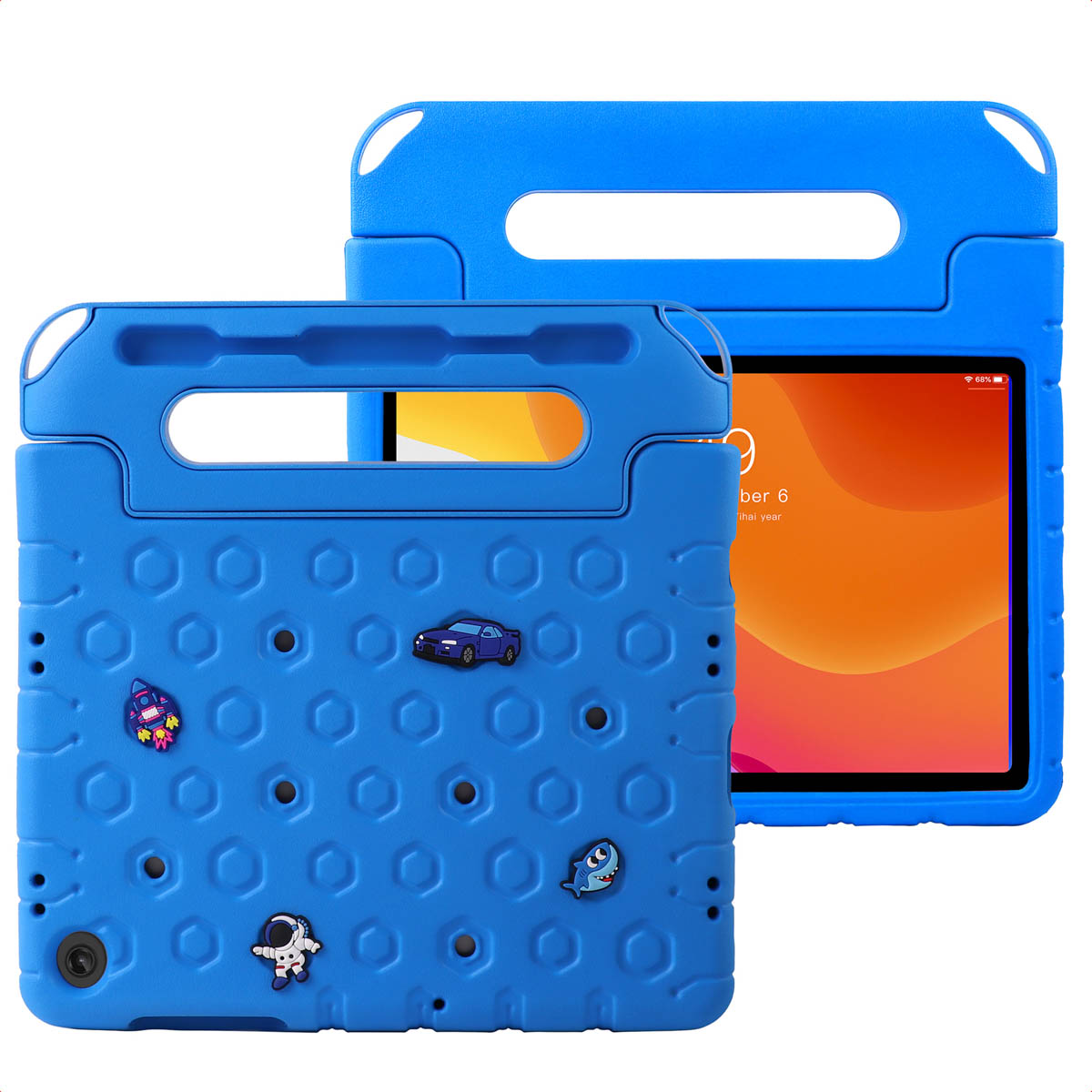 imoshion Kindersichere Schutzhülle mit abnehmbaren Ansteckern für das Samsung Galaxy Tab A11 Plus / A9 Plus - Blau