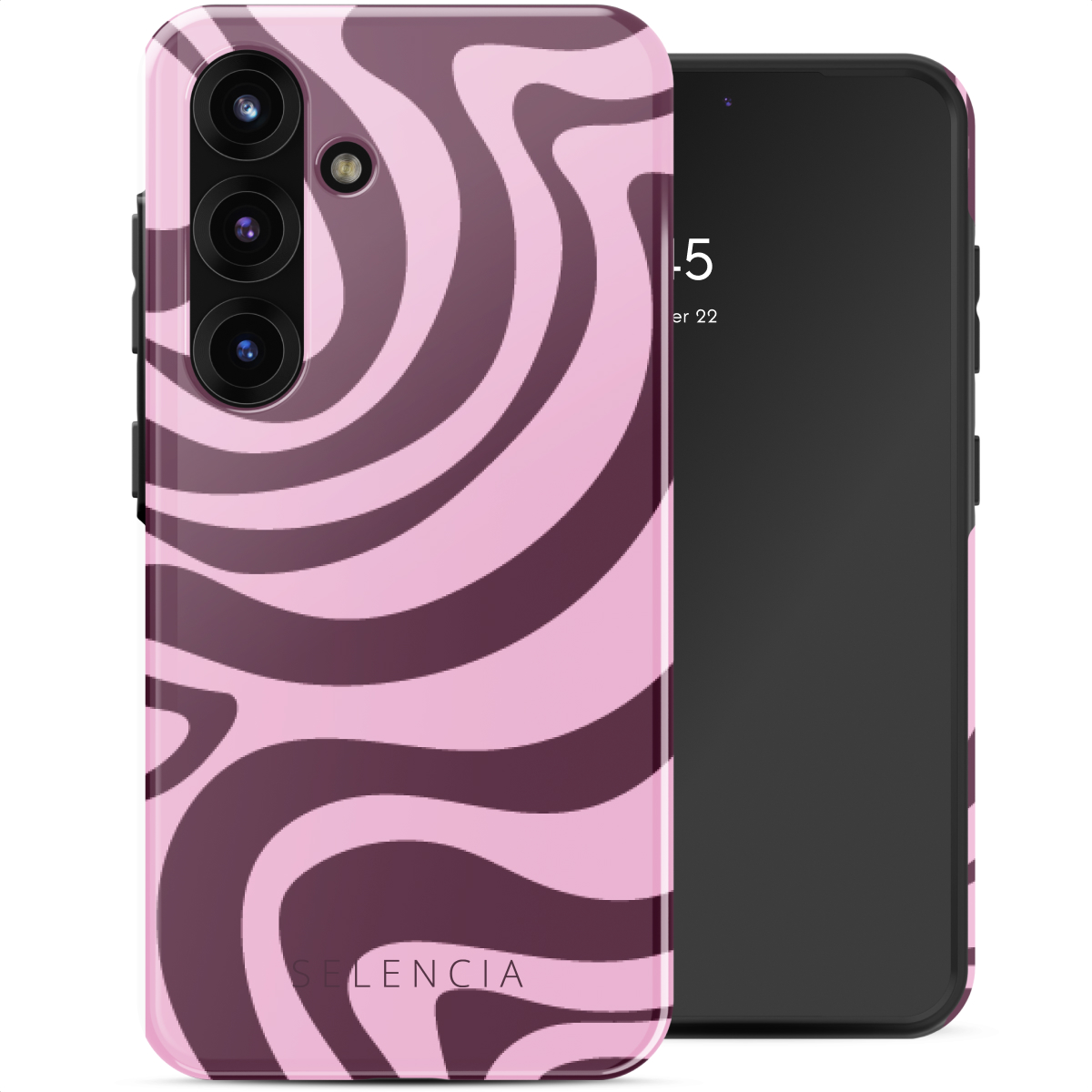 Selencia Vivid Back Cover für das Samsung Galaxy S25 - Wavy Swirl Pink Plum