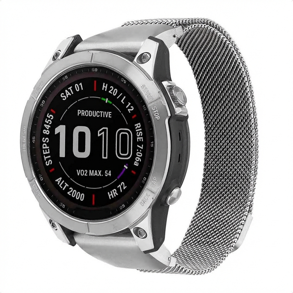 imoshion QuickFit® Milanese Armband - Garmin 22 mm Anschluss - Größe L/XL - Silber