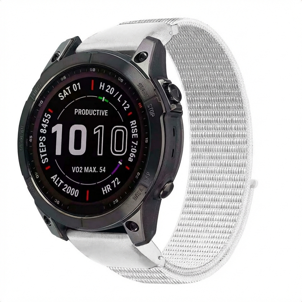 imoshion QuickFit® Nylon Armband - Garmin 20 mm Anschluss - Größe L/XL - Weiß
