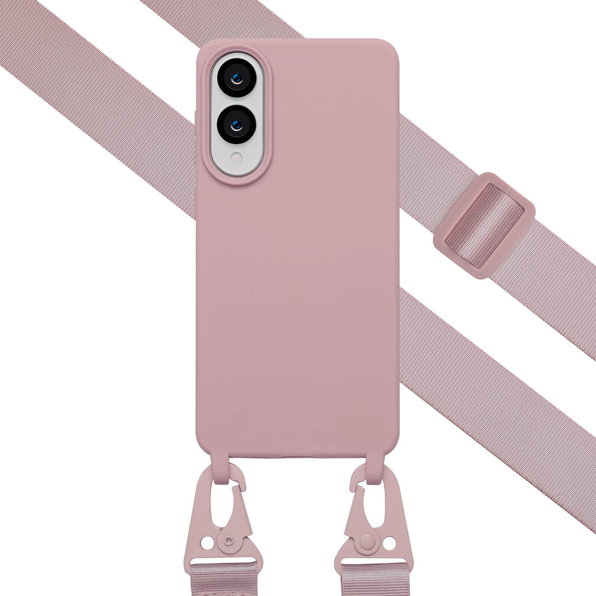 Selencia SilikonHülle mit abnehmbarem Band für das Samsung Galaxy S25 Edge - Sand Pink