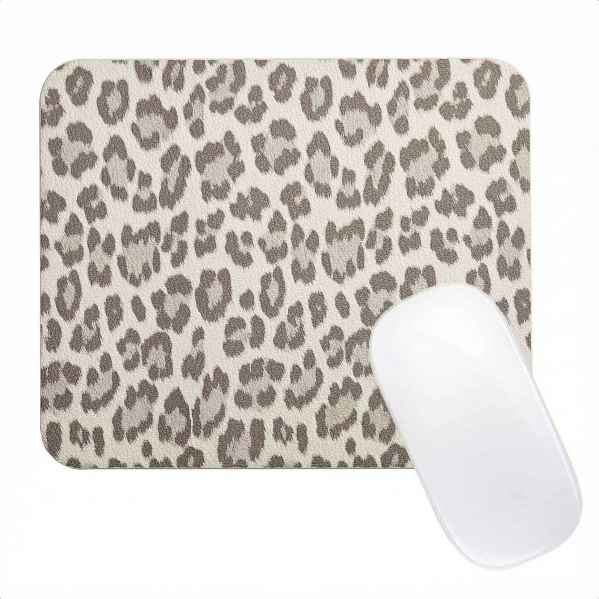 Selencia Sabi Kunstleder-Mauspad mit Leopardenmuster - 20 x 24 cm - Soft Ivory