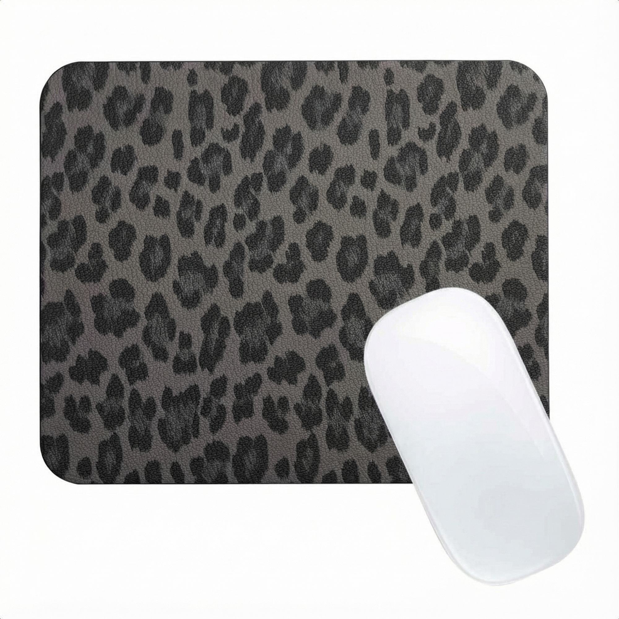 Selencia Sabi Kunstleder-Mauspad mit Leopardenmuster - 20 x 24 cm - Midnight Black