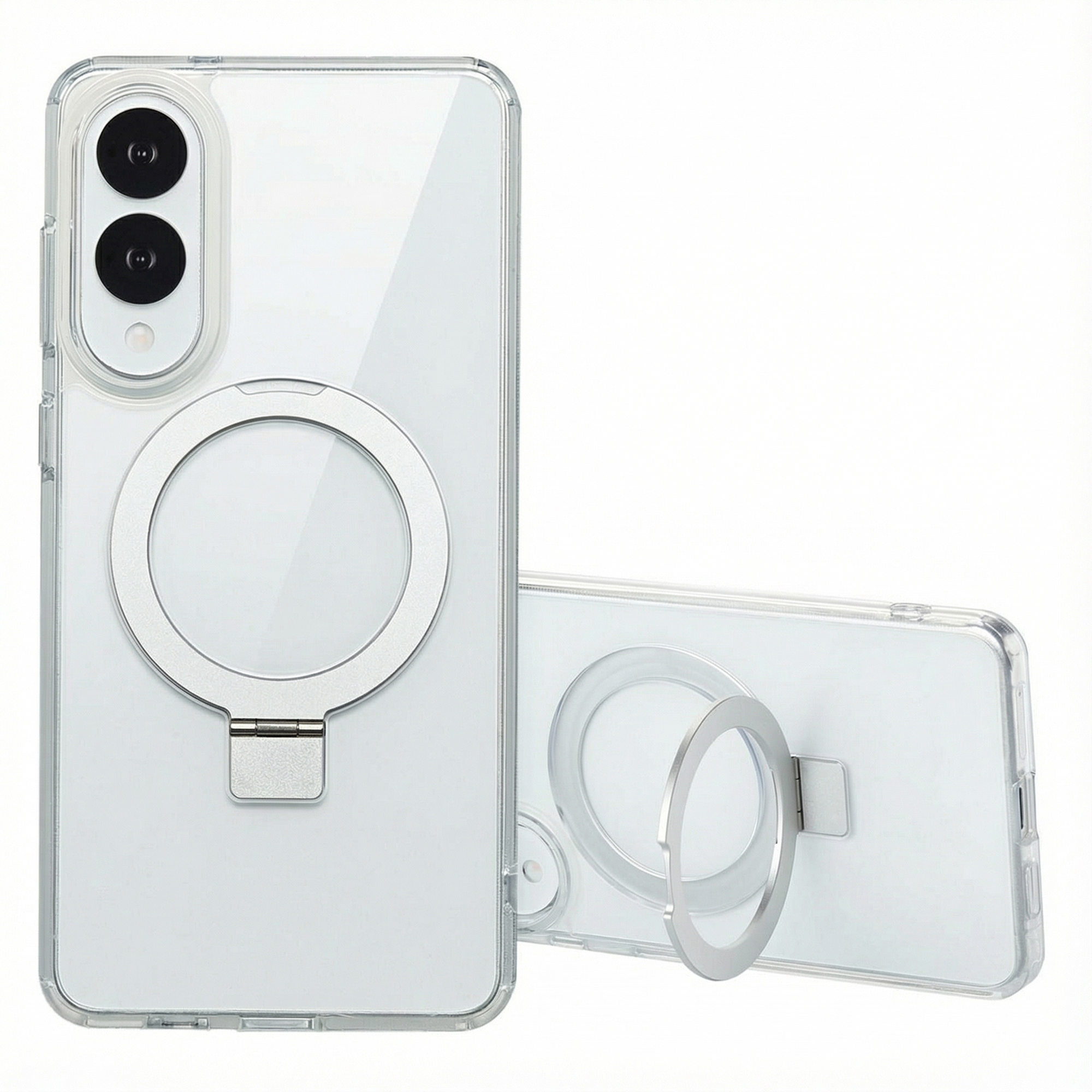 Accezz Ring Stand Backcover mit MagSafe für das Samsung Galaxy S25 Edge - Transparent