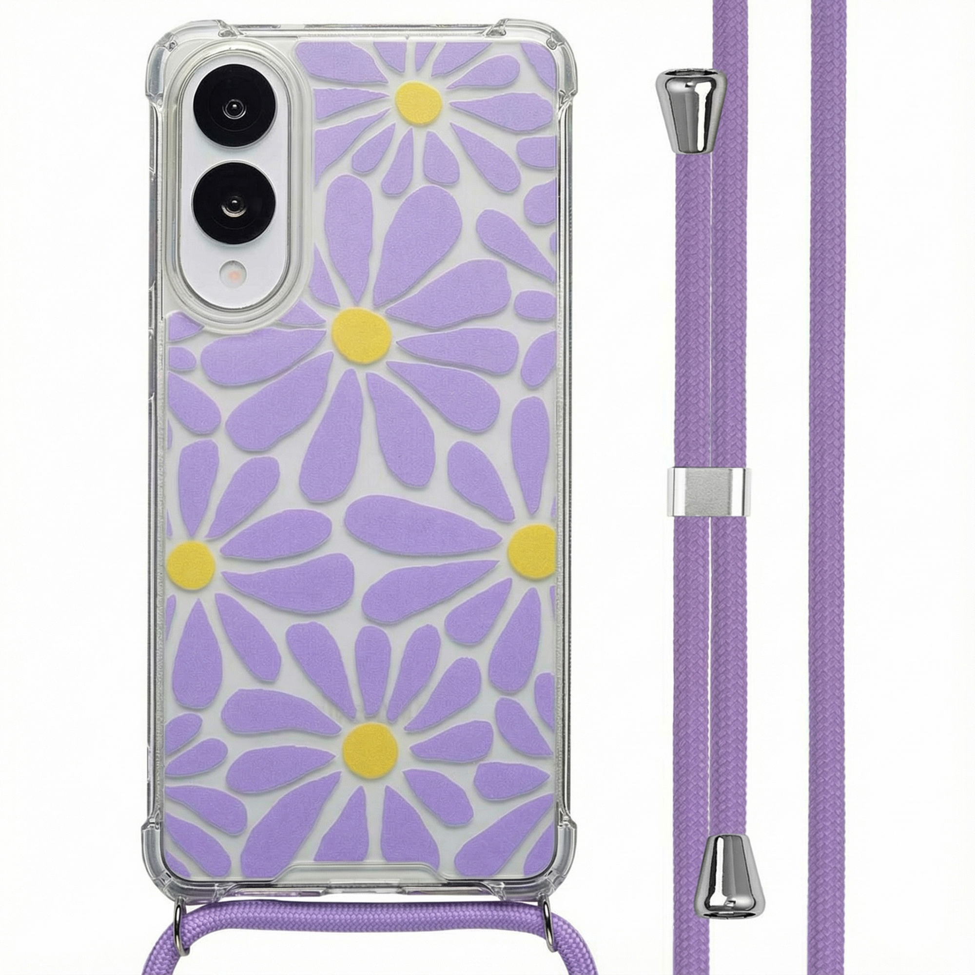 imoshion Design Hülle mit Band für das Samsung Galaxy S25 Edge - Tropical Violet Flowers Connect