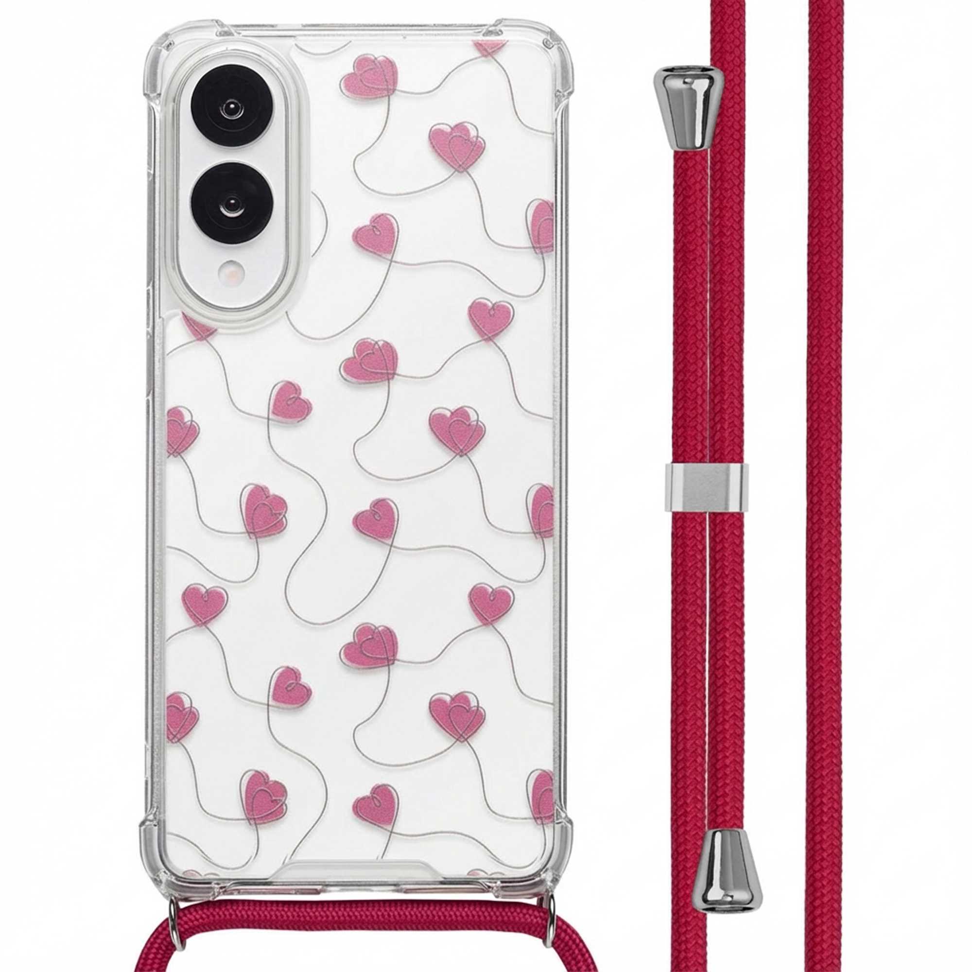 imoshion Design Hülle mit Band für das Samsung Galaxy S25 Edge - Dusty Rose Connected Hearts