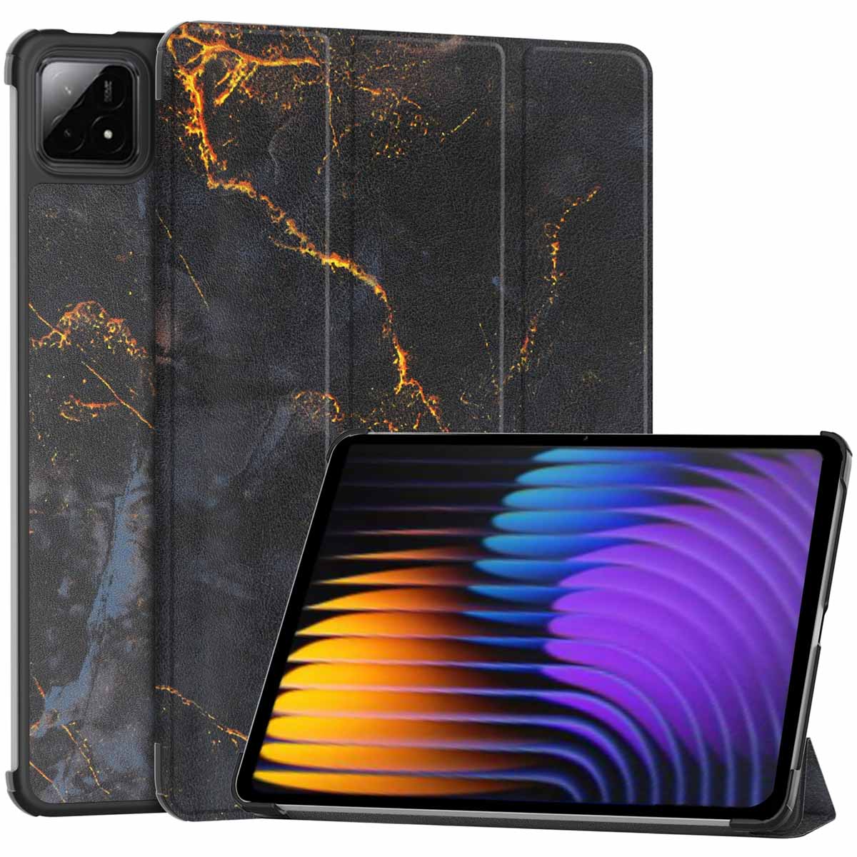 imoshion Design Trifold Klaphülle für das Xiaomi Pad 7 / 7 Pro / 8 / 8 Pro - Black Marble