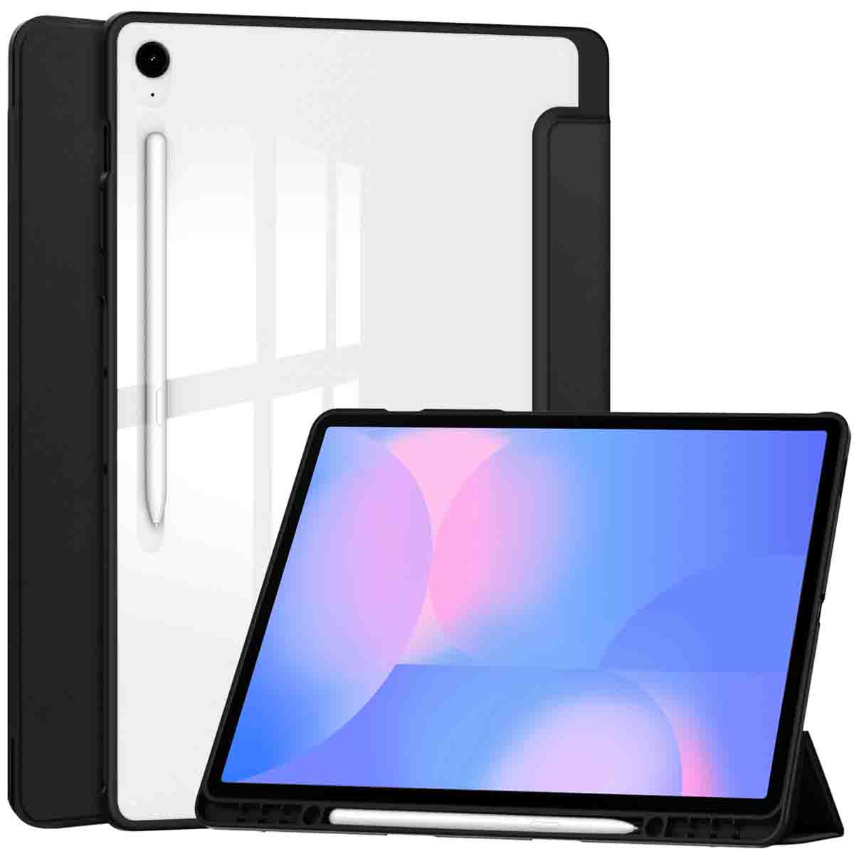 imoshion Trifold Hardcase Klapphülle für das Samsung Galaxy Tab S10 FE Plus - Schwarz
