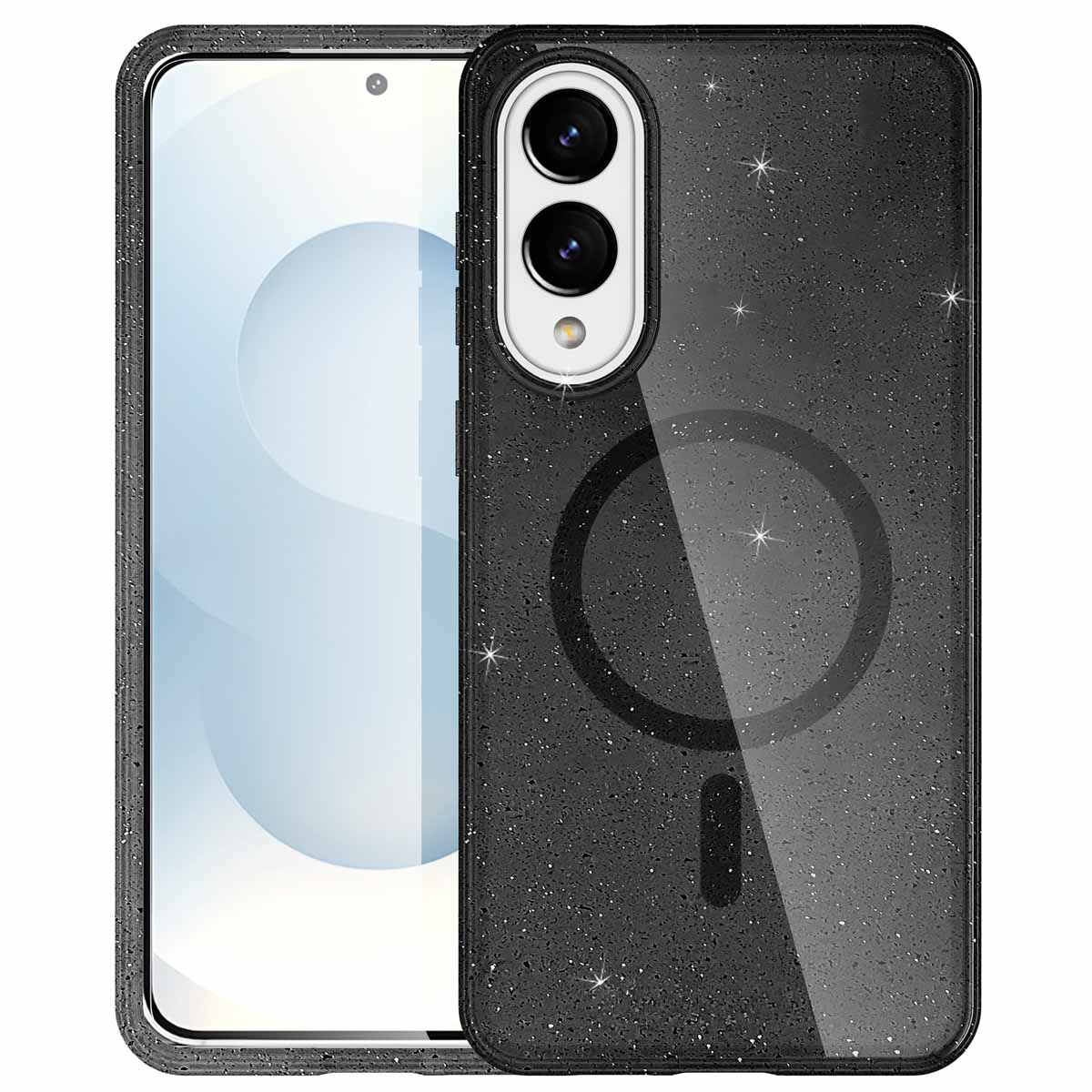 imoshion Sparkle Back Cover mit MagSafe für das Samsung Galaxy S25 Edge - Schwarz