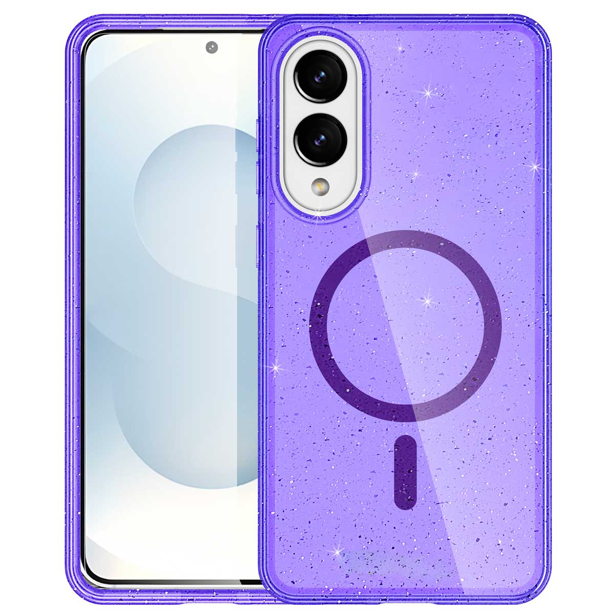 imoshion Sparkle Back Cover mit MagSafe für das Samsung Galaxy S25 Edge - Violett