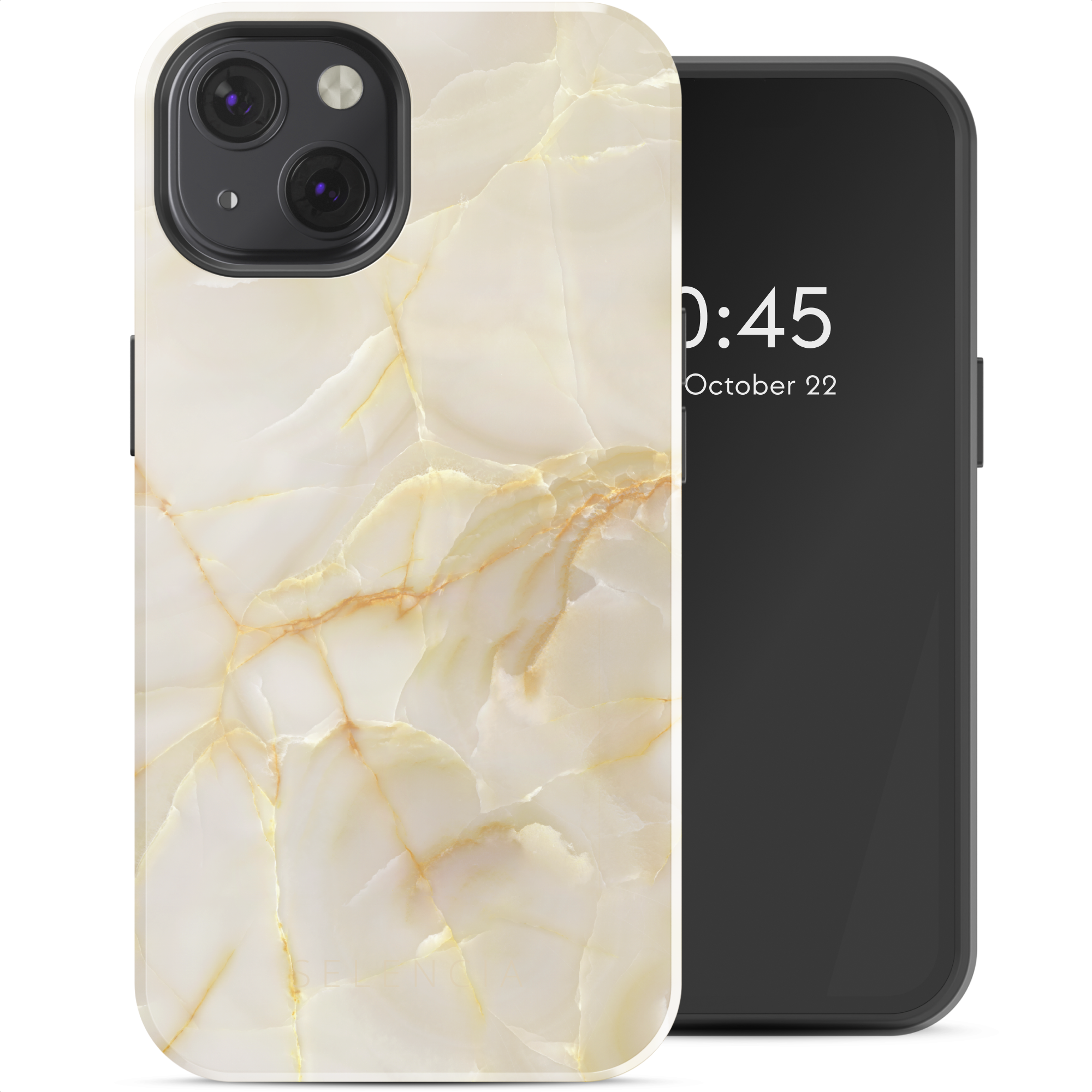 Selencia Vivid Back Cover für das Apple iPhone 13 - Golden Beige Marble