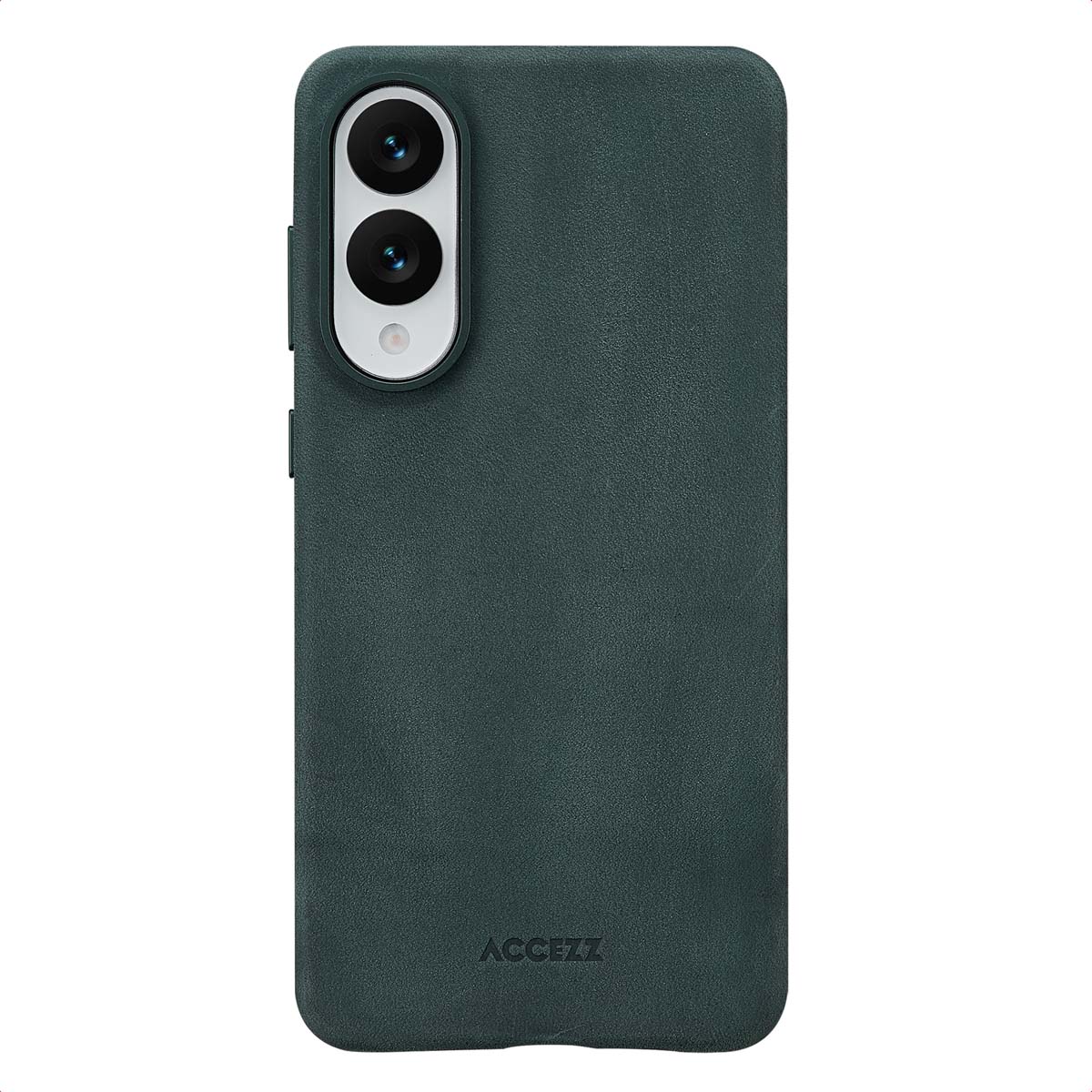 Accezz Vintage Leather Magsafe Backcover für das Samsung Galaxy S25 Edge - Smokey Green