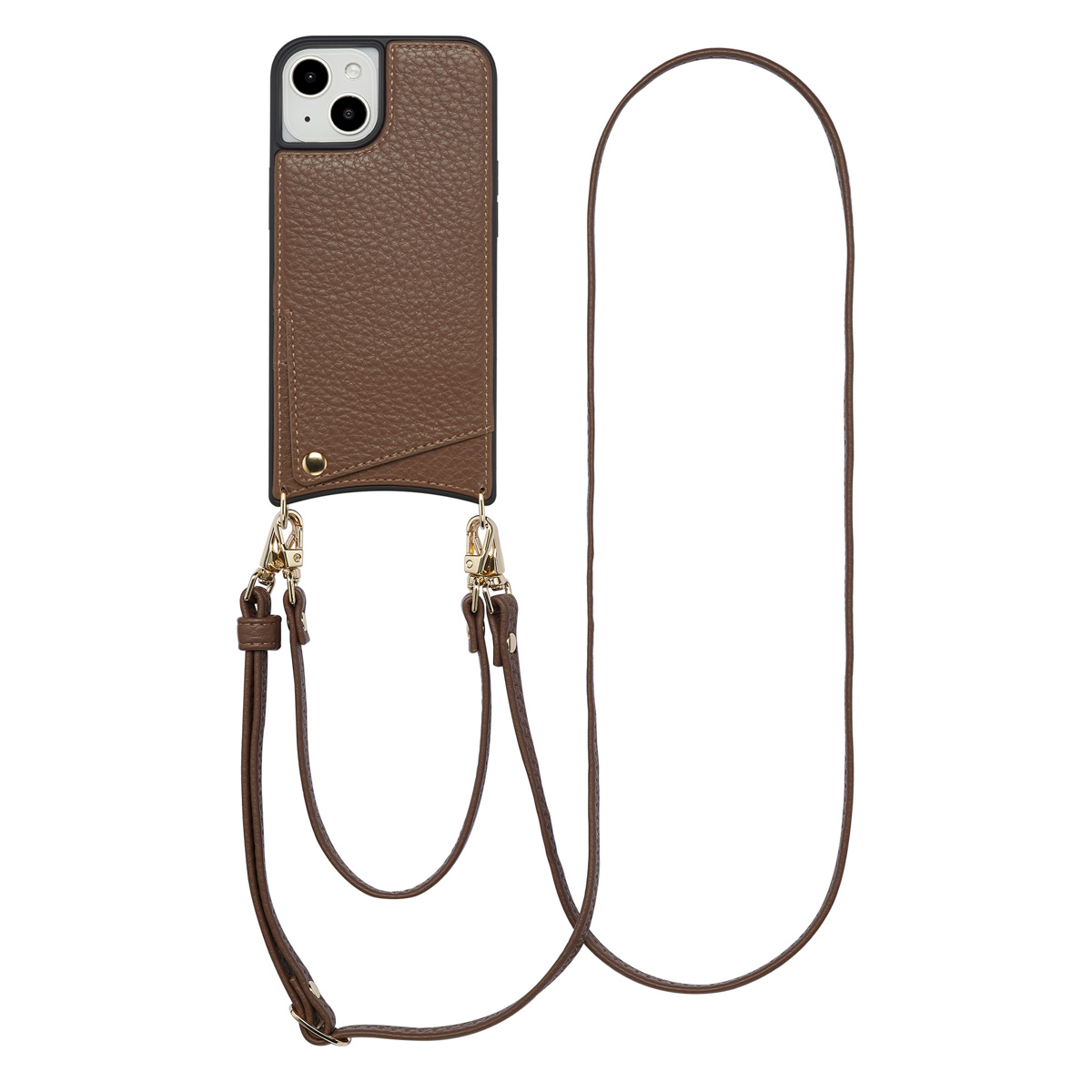 Selencia Nova HandyHülle mit Kordel und Kartenhalter für das Apple iPhone 14 / 13 - Mocha Brown