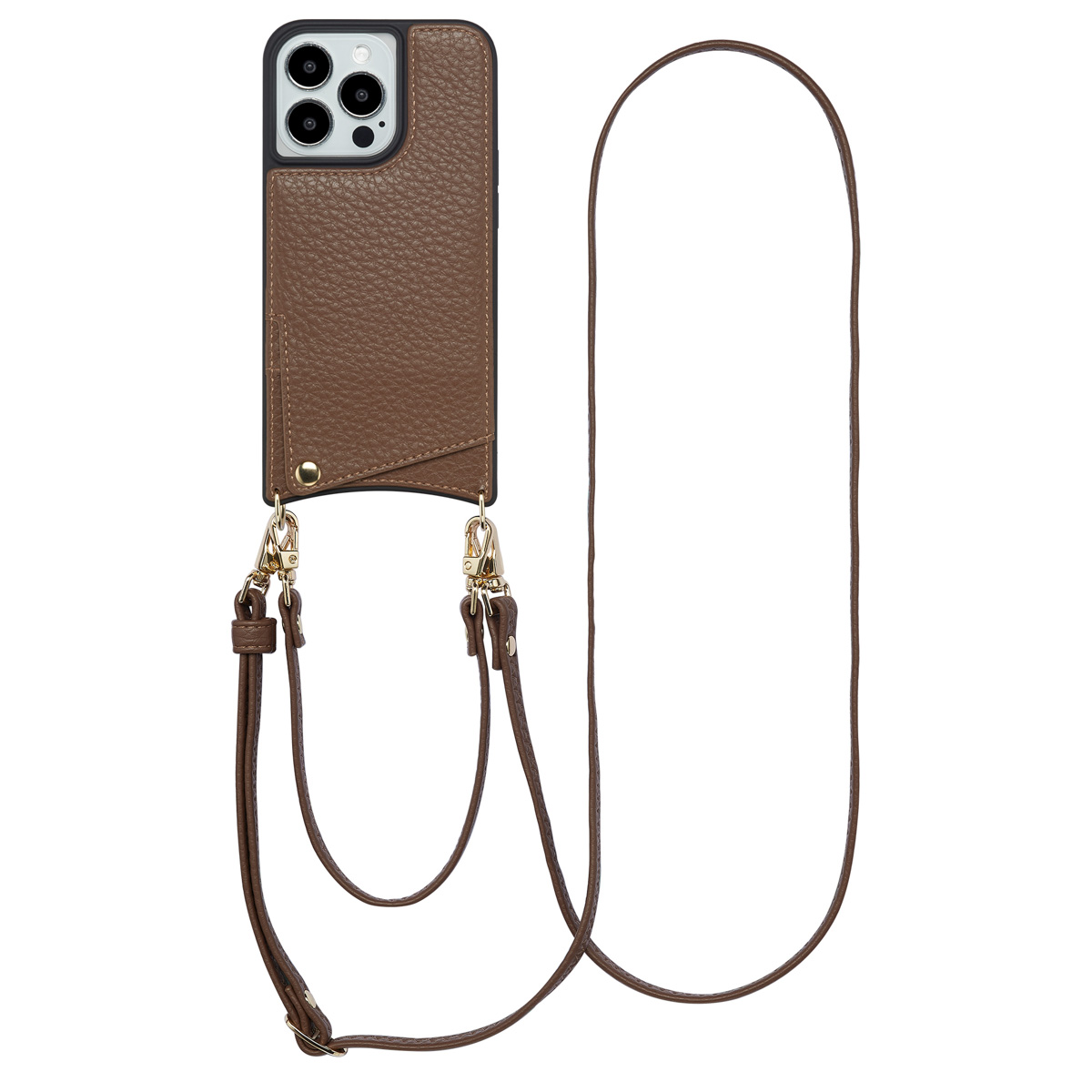 Selencia Nova HandyHülle mit Kordel und Kartenhalter für das Apple iPhone 13 Pro - Mocha Brown