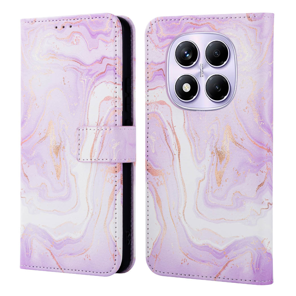 imoshion Design Klapphülle für das Xiaomi Redmi Note 14 Pro (4G) - Purple Marble