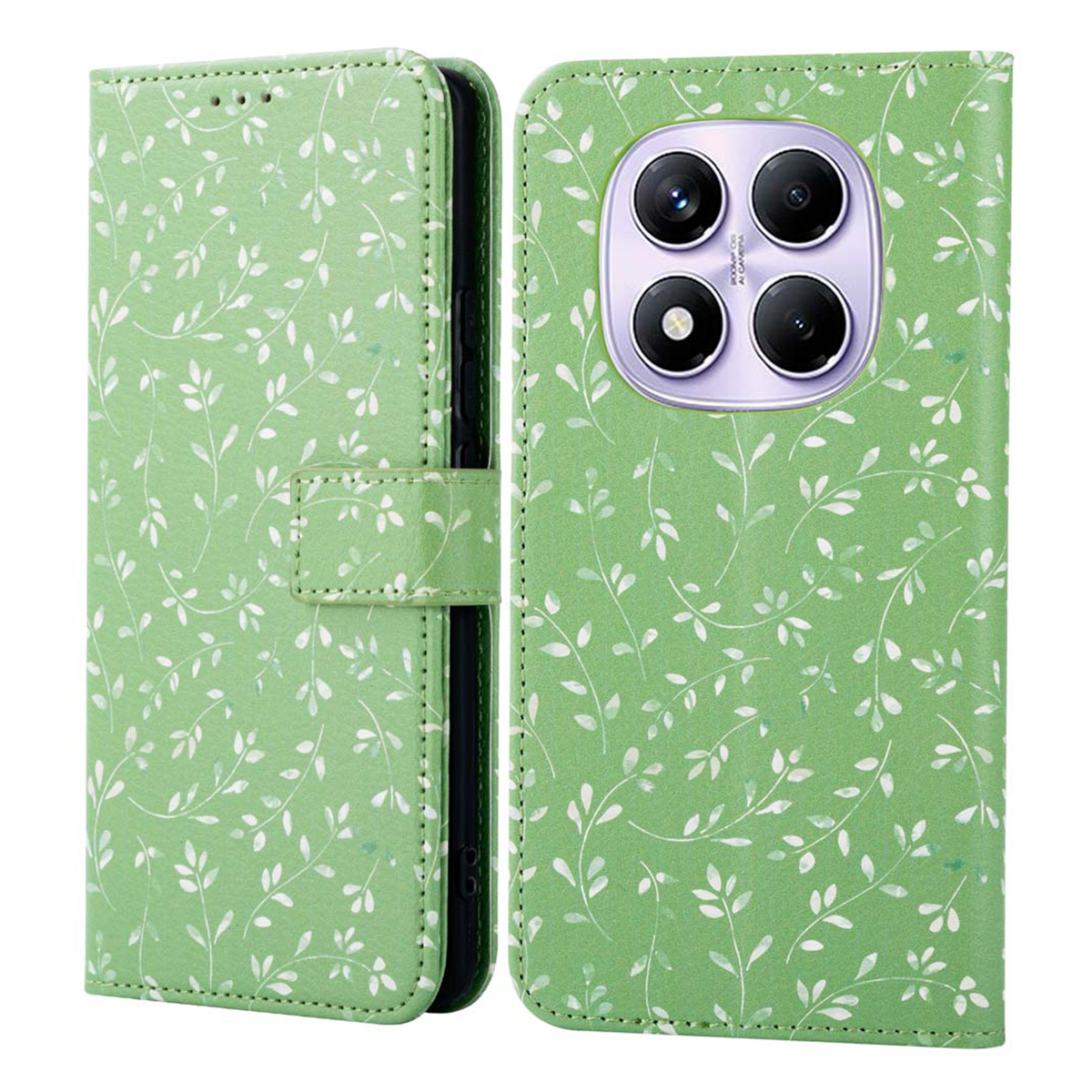 imoshion Design Klapphülle für das Xiaomi Redmi Note 14 Pro (4G) - Green Flowers