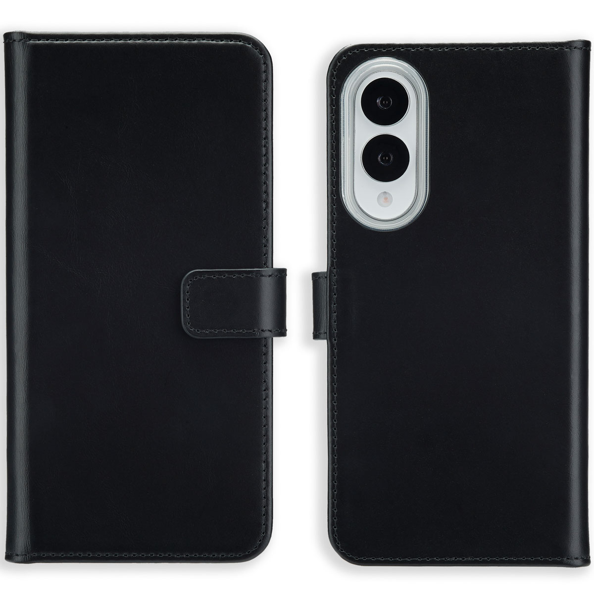 Selencia Echtleder Klapphülle für das Samsung Galaxy S25 Edge - Schwarz
