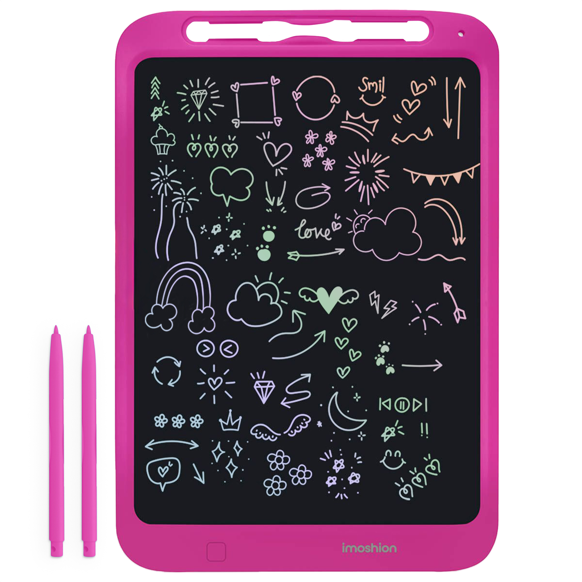 imoshion LCD-Zeichentablett für Kinder - Mit Farbbildschirm und 2 Stiften - Hot Pink