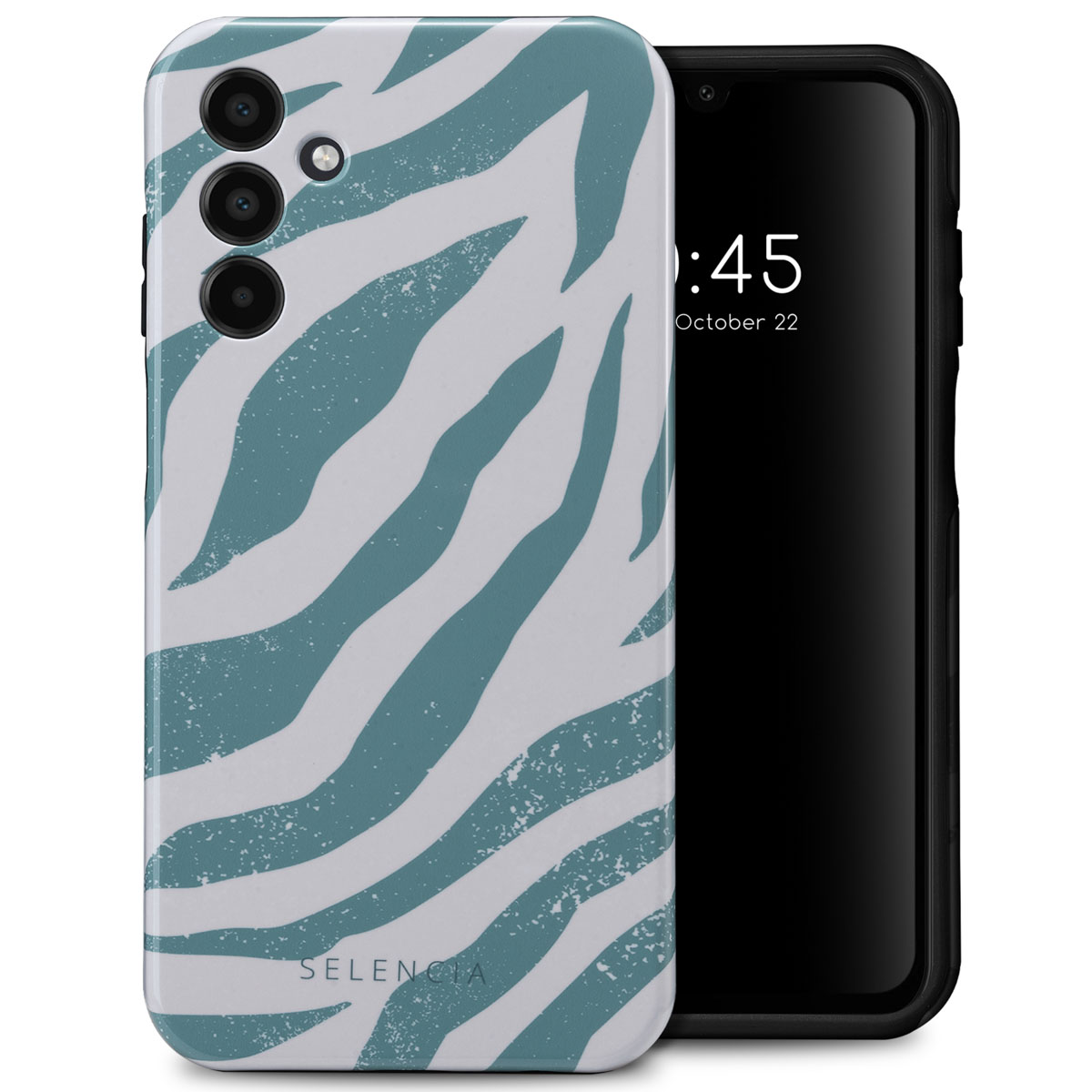 Selencia Vivid Back Cover für das Samsung Galaxy A15 (5G/4G) - Colorful Zebra Pine Blue