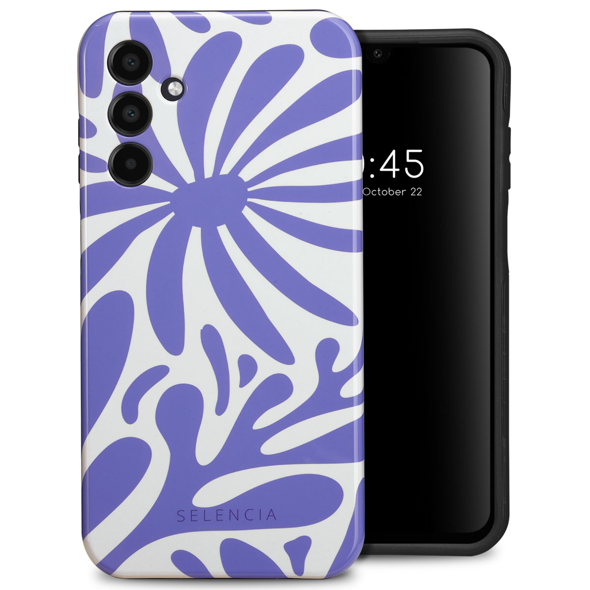 Selencia Vivid Back Cover für das Samsung Galaxy A15 (5G/4G) - Modern Bloom Sapphire Blue