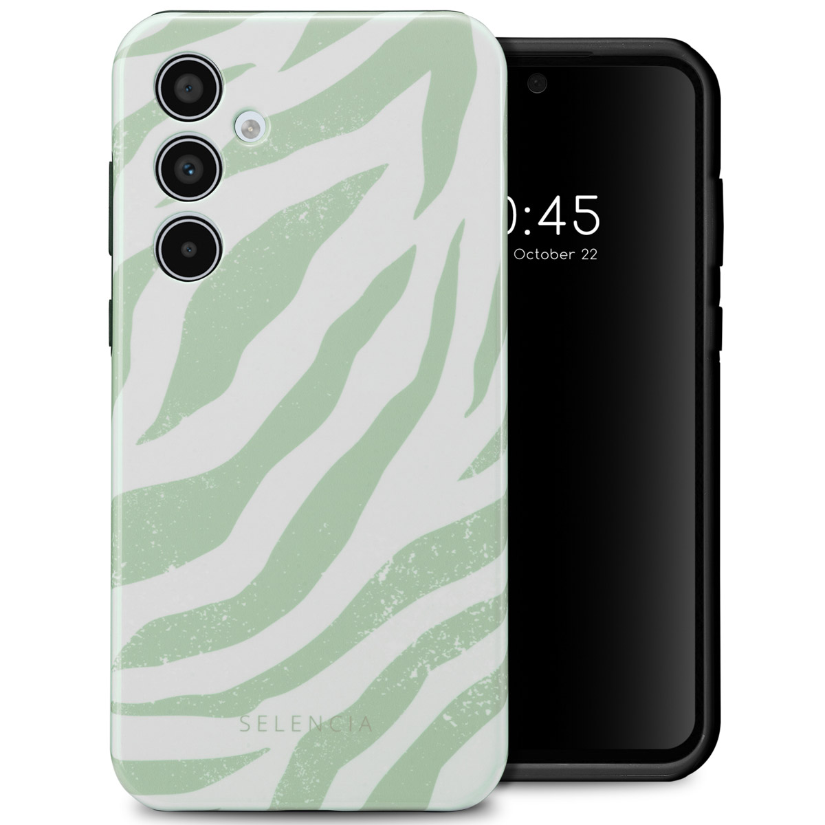 Selencia Vivid Back Cover für das Samsung Galaxy A35 - Colorful Zebra Sage Green