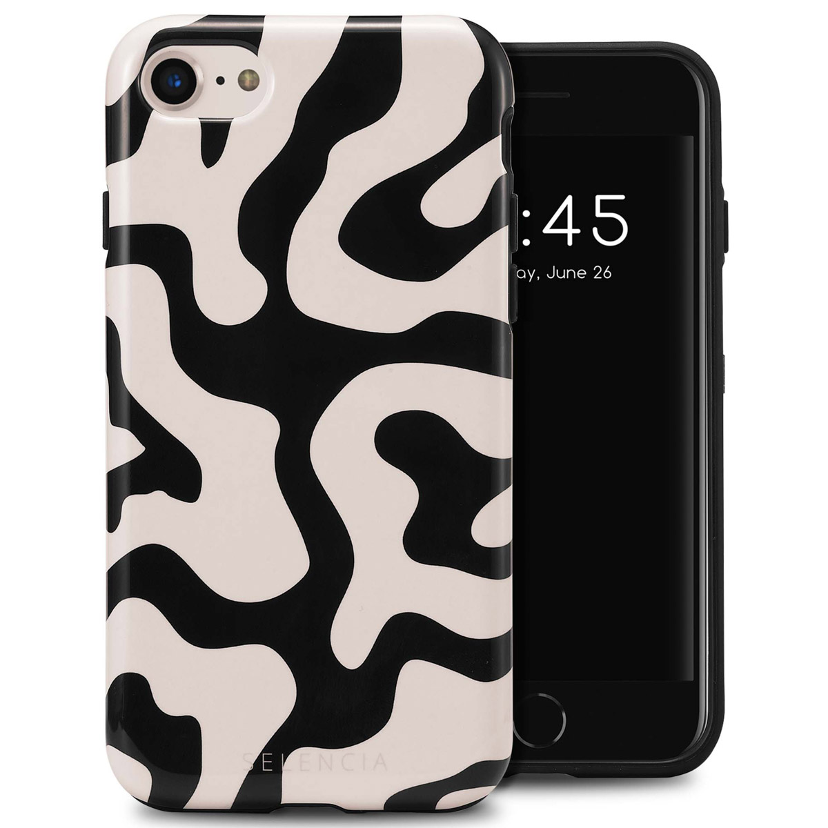 Selencia Vivid Back Cover für das Apple iPhone SE (2022 / 2020) / 8 / 7 / 6(s) - Art Wave Black