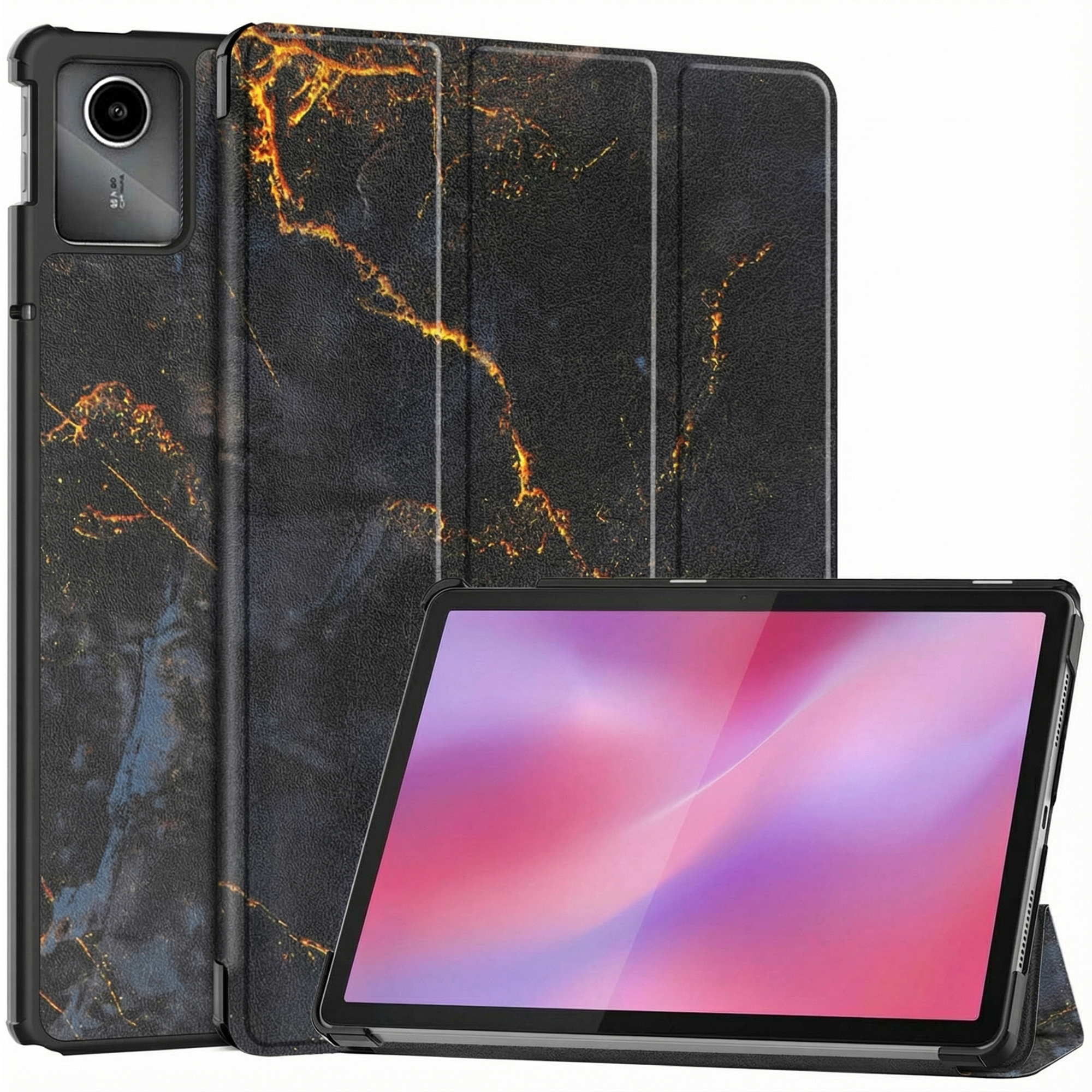 imoshion Design Trifold Klaphülle für das Lenovo Tab M11 - Black Marble