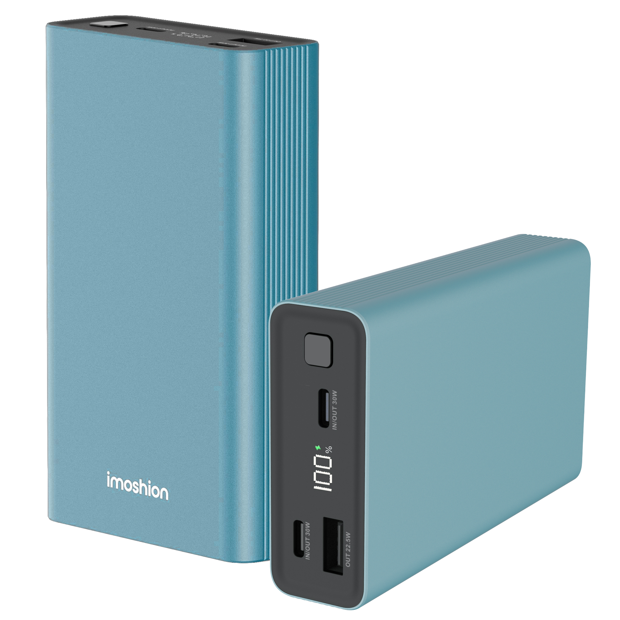 imoshion Ultra Series Aluminium Powerbank 20.000 mAh - Schnellladen bis 33W - Petrol Green