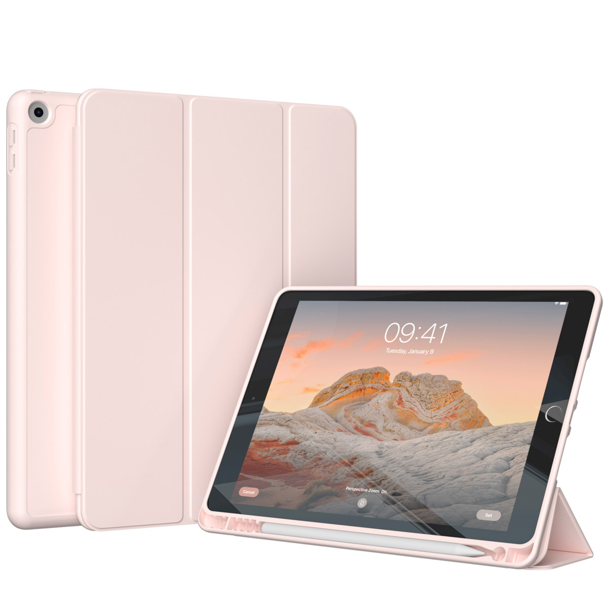 Accezz Smarte Klapphülle aus Silikon für das Apple iPad 6 (2018) 9.7 Zoll / iPad 5 (2017) 9.7 Zoll - Rosa