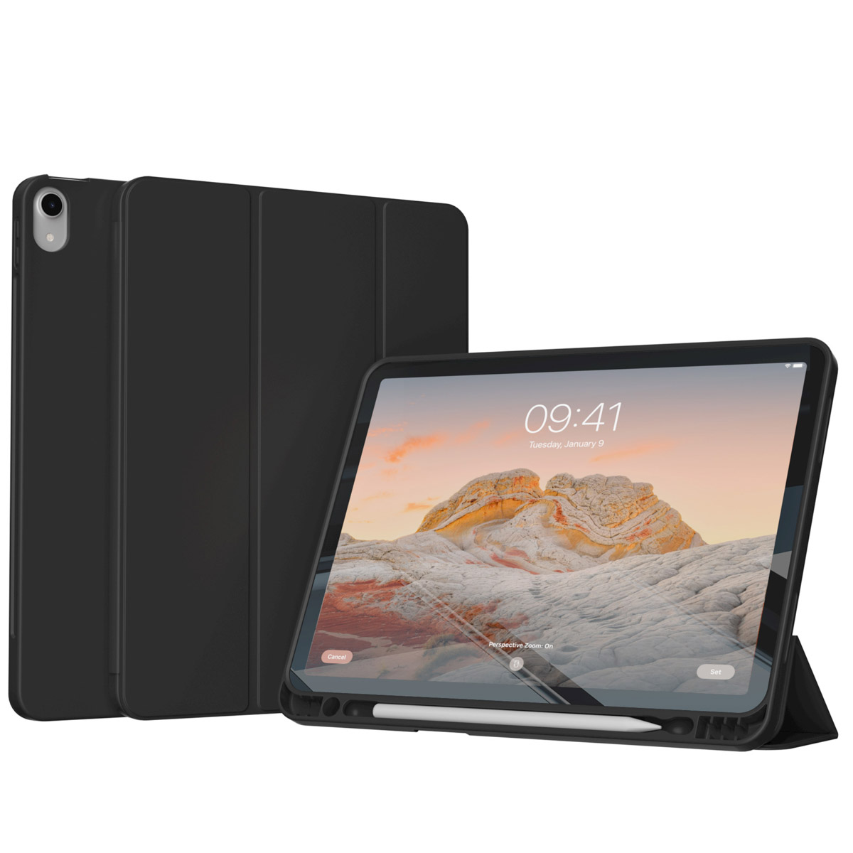 Accezz Smarte Klapphülle aus Silikon für das Apple iPad 11 (2025) 11 Zoll A16 / iPad 10 (2022) 10.9 Zoll - Schwarz