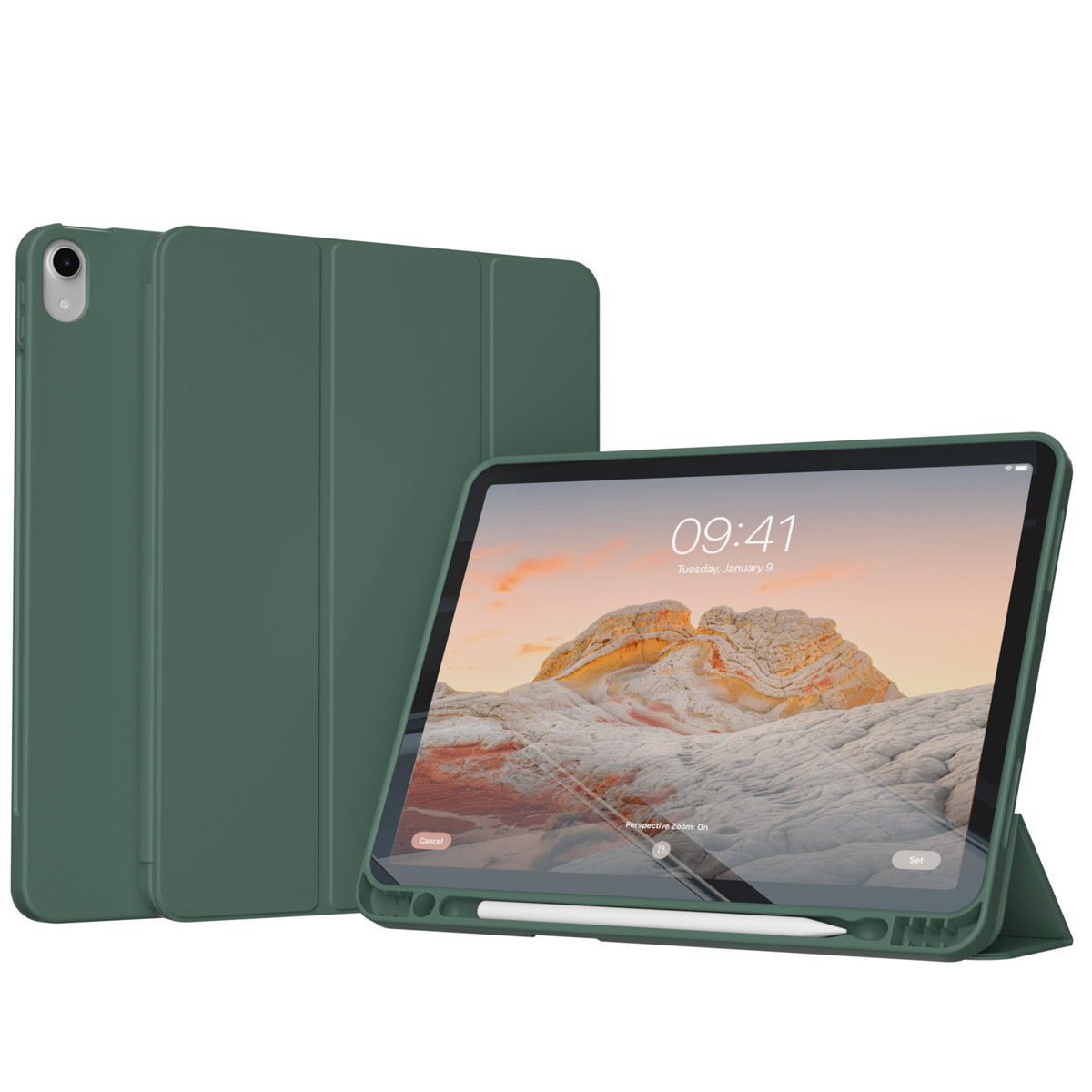 Accezz Smarte Klapphülle aus Silikon für das Apple iPad Air 11 Zoll (2026) M4 / (2025) M3 / (2024) M2 / Air 5 (2022) / Air 4 (2020) - Dunkelgrün