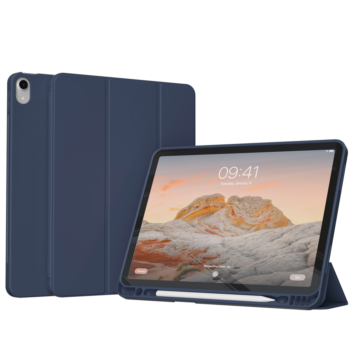 Accezz Smarte Klapphülle aus Silikon für das Apple iPad Air 11 Zoll (2026) M4 / (2025) M3 / (2024) M2 / Air 5 (2022) / Air 4 (2020) - Dunkelblau