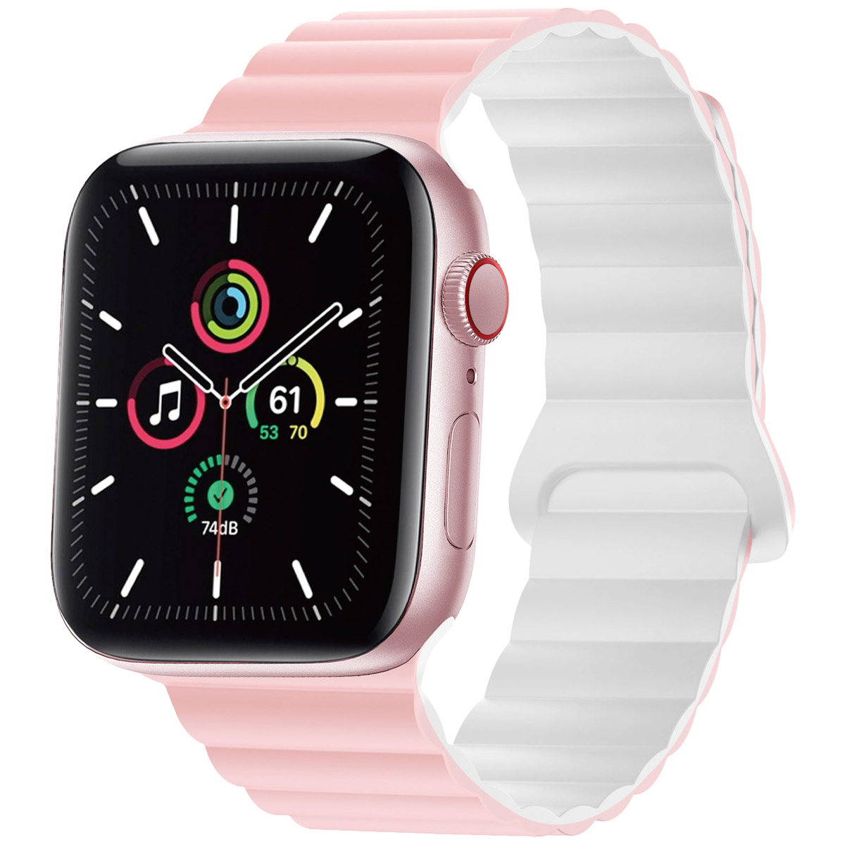 imoshion Magnetisches Silikonarmband für Apple Watch | 44/45/46/49 mm - Rosa & Weiß