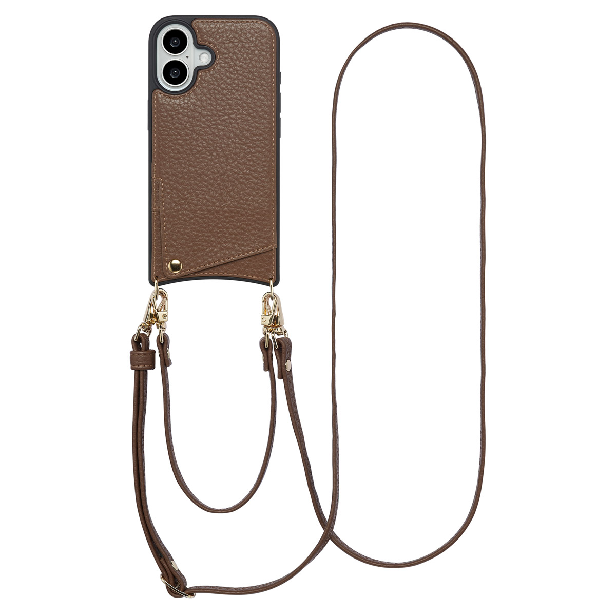 Selencia Nova HandyHülle mit Kordel und Kartenhalter für das Apple iPhone 16 - Mocha Brown