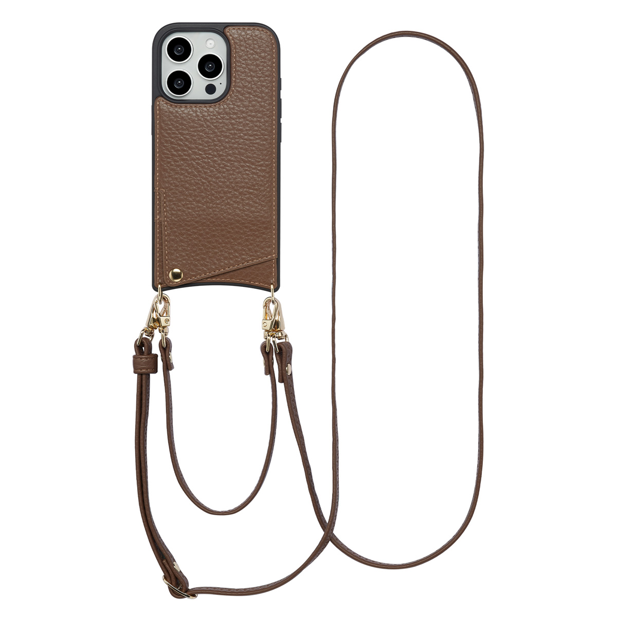 Selencia Nova HandyHülle mit Kordel und Kartenhalter für das Apple iPhone 16 Pro - Mocha Brown