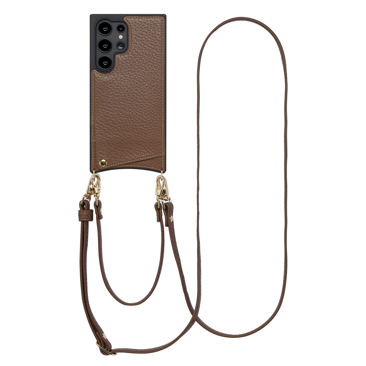 Selencia Nova HandyHülle mit Kordel und Kartenhalter für das Samsung Galaxy S24 Ultra - Mocha Brown