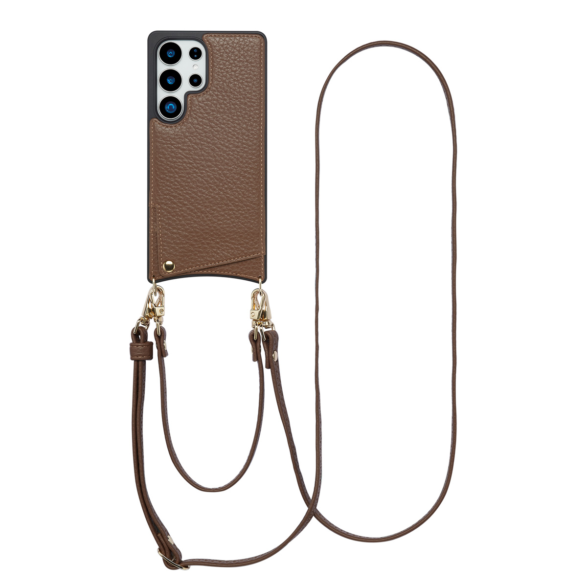 Selencia Nova HandyHülle mit Kordel und Kartenhalter für das Samsung Galaxy S25 Ultra - Mocha Brown