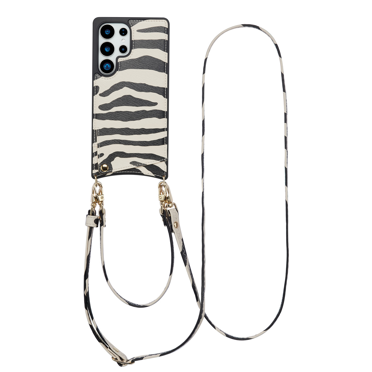 Selencia Nova HandyHülle mit Kordel und Kartenhalter für das Samsung Galaxy S25 Ultra - Zazzy Zebra
