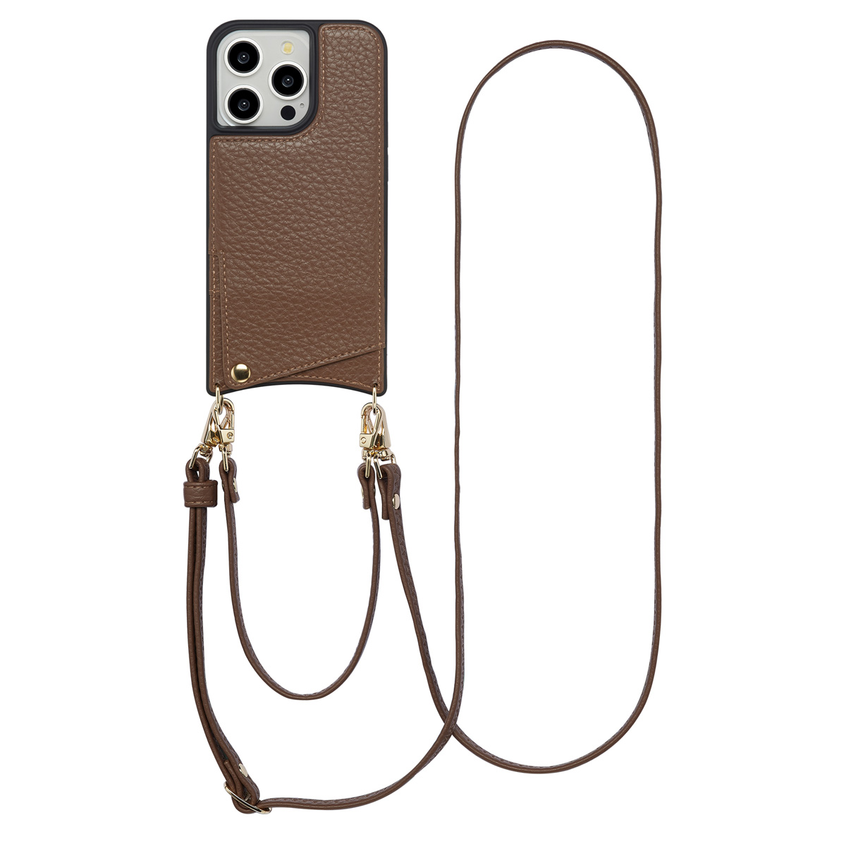 Selencia Nova HandyHülle mit Kordel und Kartenhalter für das Apple iPhone 14 Pro - Mocha Brown